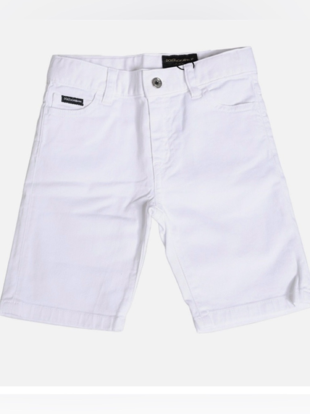 Dolce & Gabbana Kids's White Cotton Flat-Front Shorts